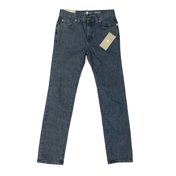 7 For All Mankind Slimmy Jeans Youth Boys 12 Slim Straight Leg Striped Stretch - Picture 1 of 14